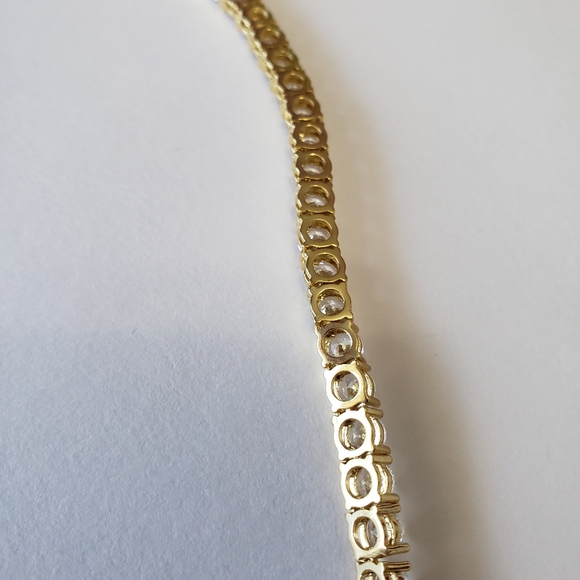 Tennis Chain Necklace Real Gold Plated Hip Hop Rock Street Jewelry 16 inches - Picture 10 of 13